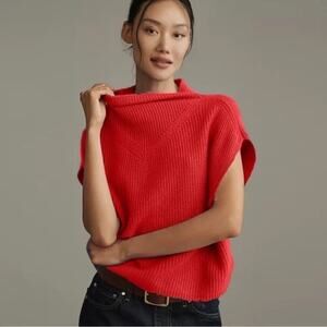 [Anthropologie] Red Enza 100% Cashmere Oversized Sleeveless Sweater Vest Size XL